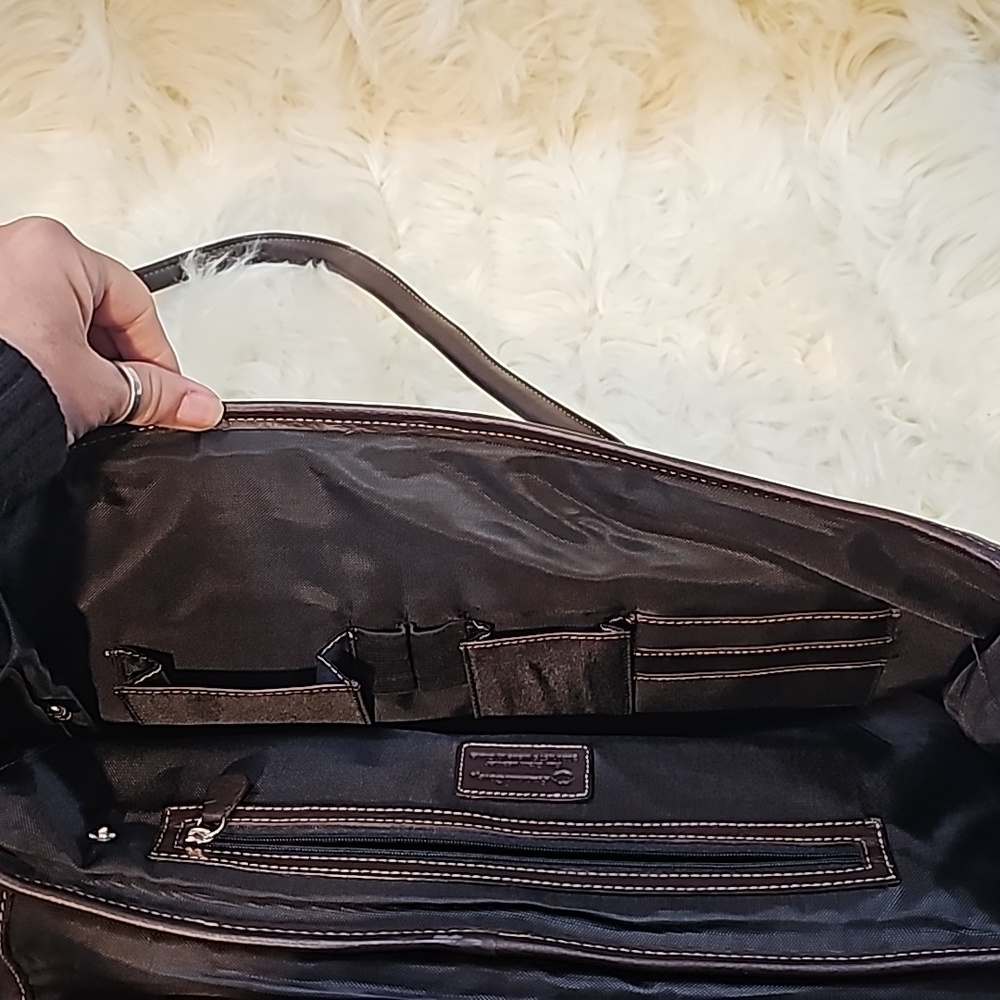 Brown Leather Franklin Covey Bag Tote - Picture 7 of 10